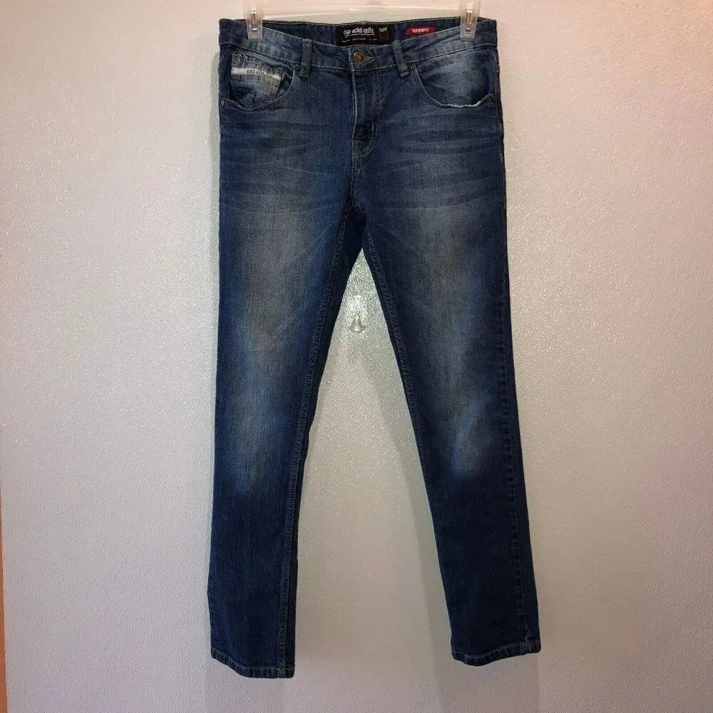 Ecko Unltd Mens Size 32 x 29.5 Medium Wash Faded Pockets Skinny Denim Jeans
